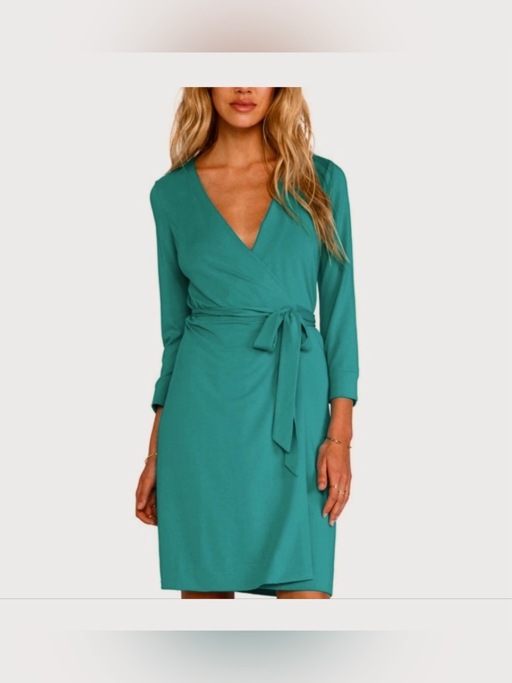 Diane von Furstenberg wrap dress womens 6 jersey knit green mini DVF Julian two